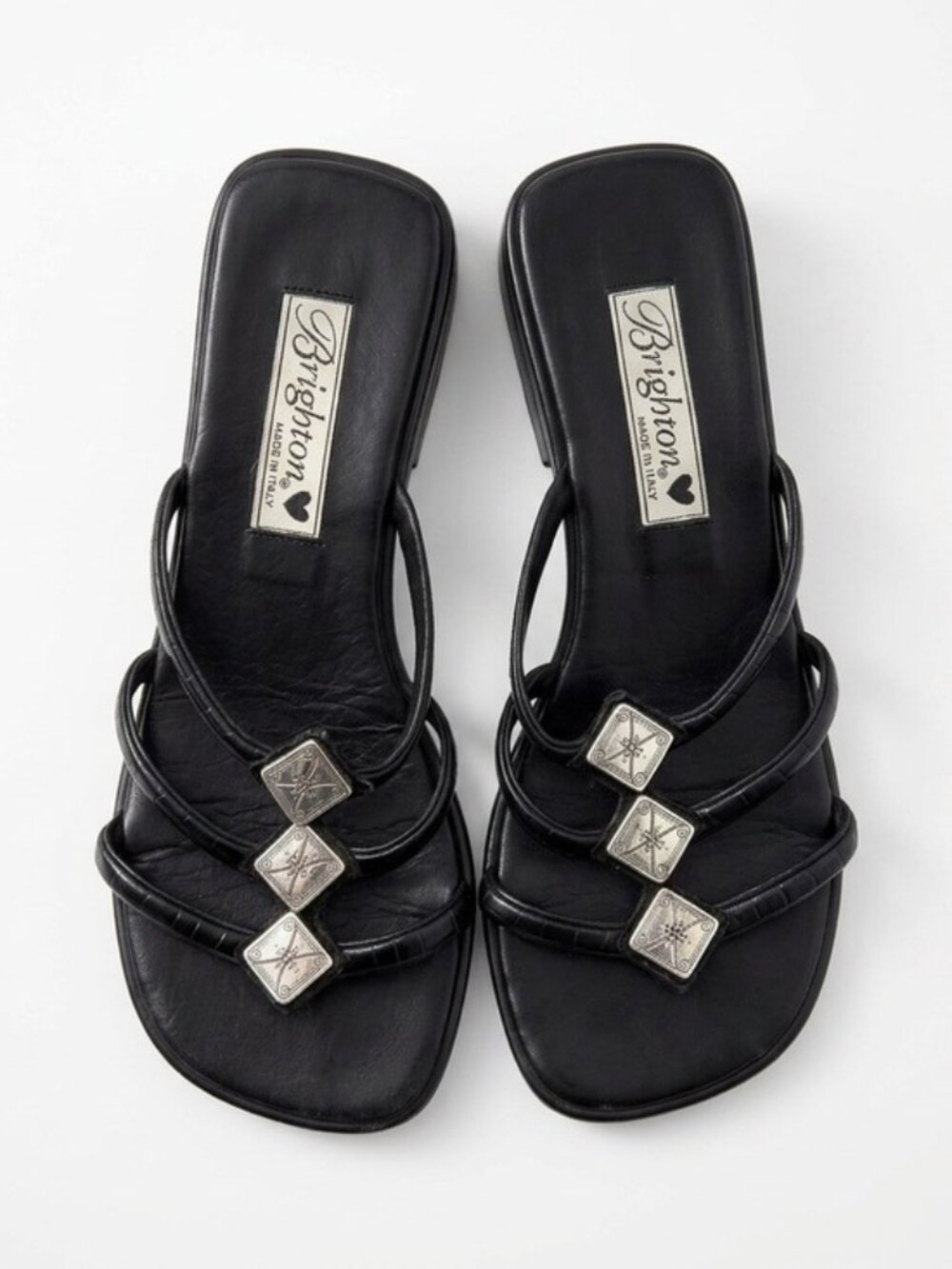 Brighton Black Strappy Sandals - Size 7 - Made in Italy Genuine leather